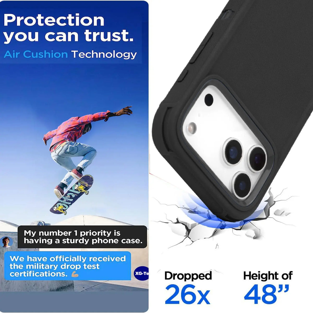 Heavy Duty Shockproof Rugged Phone Case & Protector, Casing for Iphone 17, 17E, Air, 16, 16E, 15 Pro Max, 14, 13, 12, 11, Xr, Xs – Essential Mobile Phone Accessory for Handheld Smartphone Protection