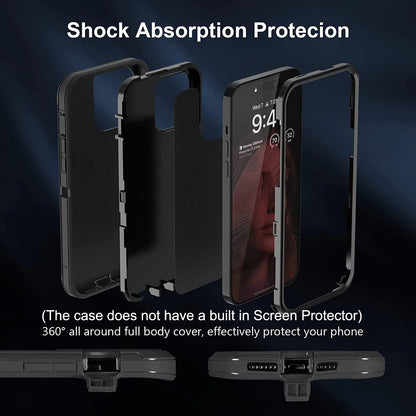 Heavy Duty Shockproof Rugged Phone Case & Protector, Casing for Iphone 17, 17E, Air, 16, 16E, 15 Pro Max, 14, 13, 12, 11, Xr, Xs – Essential Mobile Phone Accessory for Handheld Smartphone Protection