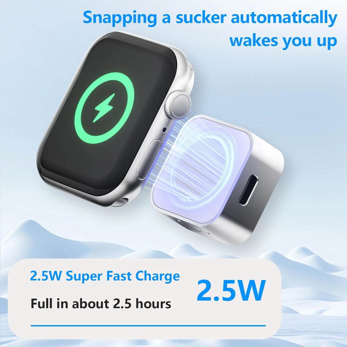 Wireless Charging Power Bank for Apple Watch, Smart Watch Charger, Compact Portable Design, 2.5W Quick Charge, Portable Travel Charger